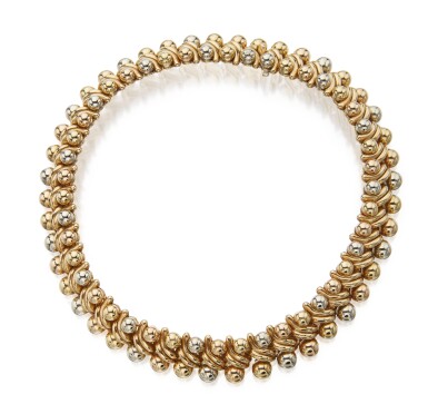 View full screen - View 1 of Lot 16. TRI-COLOR GOLD COLLAR NECKLACE, BULGARI.