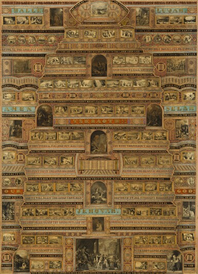 View full screen - View 1 of Lot 34. A Monumental Micrographic Biblical Plaque, Levi David Van Gelder, London: 1859.