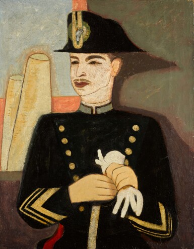 View full screen - View 1 of Lot 16. FELIX NUSSBAUM | BILDNIS EINES KARABINIERE (PORTRAIT OF A CARABINIERE) .