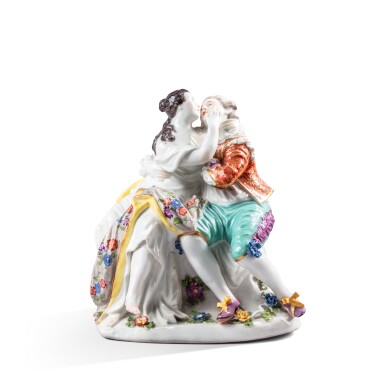 View full screen - View 1 of Lot 395. A Meissen porcelain figure group of lovers, circa 1765.