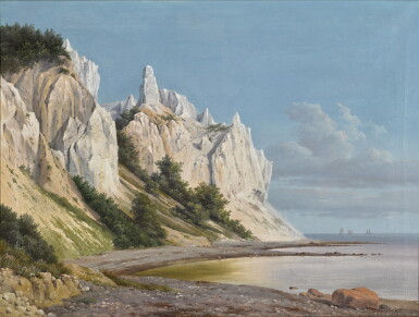 View full screen - View 1 of Lot 60. A coastal view of the white chalk cliffs of Møn island, Denmark.