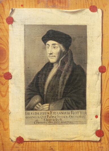View full screen - View 1 of Lot 34. EDWAERT COLLIER | TROMPE-L'OEIL WITH THE PORTRAIT OF ERASMUS, BUST-LENGTH.