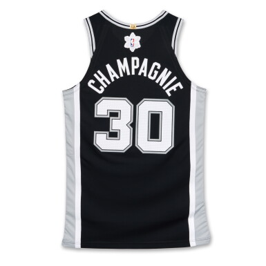 View full screen - View 1 of Lot 263. Julian Champagnie San Antonio Spurs 2024-2025 ‘Christmas Day’ Game Issued Icon Edition Jersey.