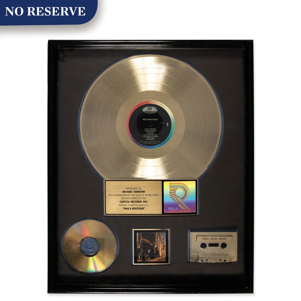 View full screen - View 1 of Lot 305. RIAA Gold Sales Award presented to Michael Diamond for the Beastie Boys 1989 album “Paul’s Boutique”.