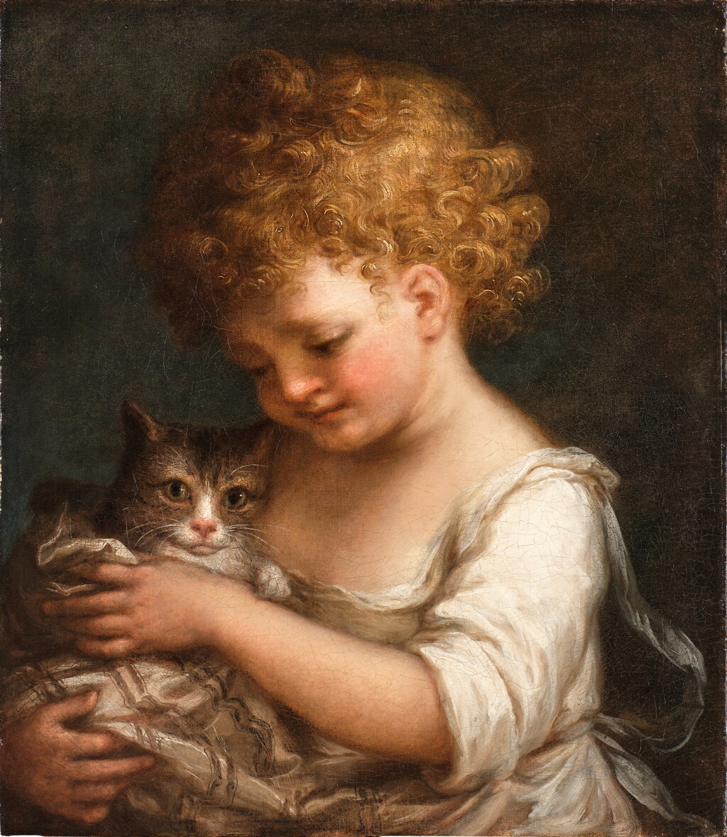 View full screen - View 1 of Lot 350. Young Girl with a Cat.