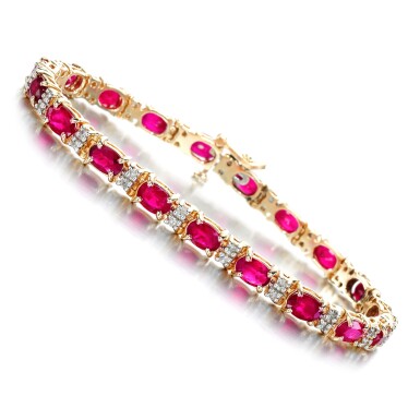 View full screen - View 1 of Lot 81. Ruby and diamond bracelet.