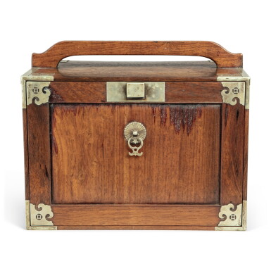 View full screen - View 1 of Lot 117. A small 'huanghuali' portable cabinet (Yaoxiang), Qing dynasty, 18th / 19th century | 清十八 / 十九世紀 黃花梨插門式藥箱.