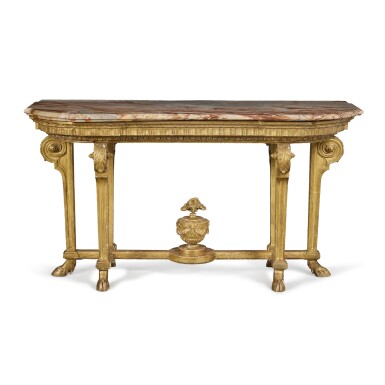 View full screen - View 1 of Lot 215. A Louis XVI Style Giltwood Console Table after the model supplied to the Petit Trianon in c.1765, Late 19th Century.