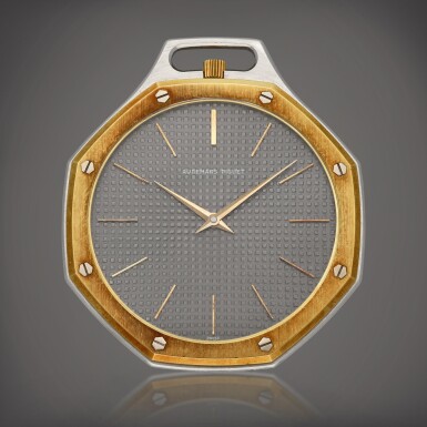 View full screen - View 1 of Lot 51. Royal Oak Pocket Watch, Reference 5691 | A stainless steel and yellow gold watch | Circa 1979.