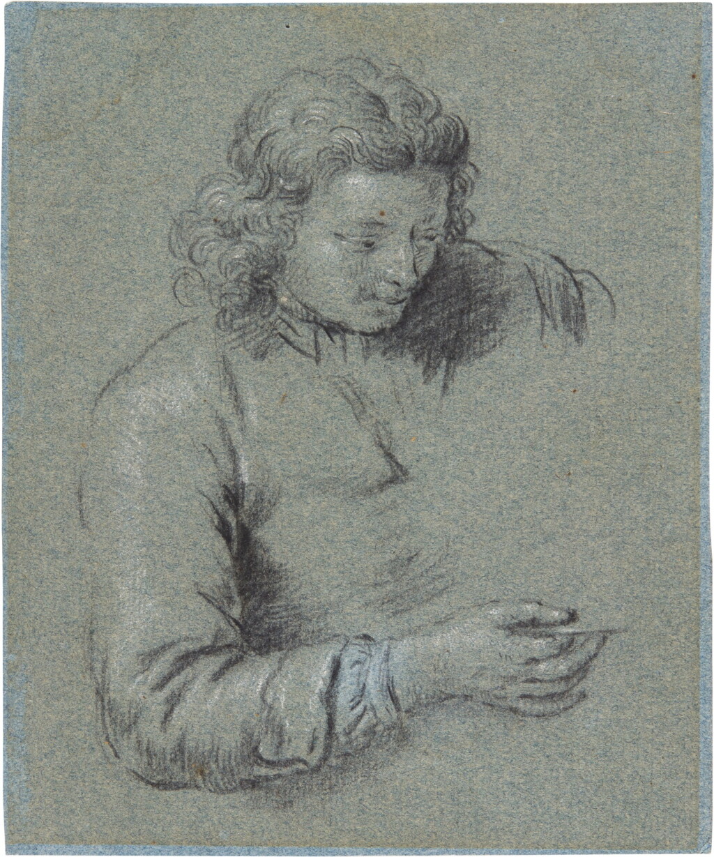View full screen - View 1 of Lot 122. Study of a boy, half-length, holding a glass.