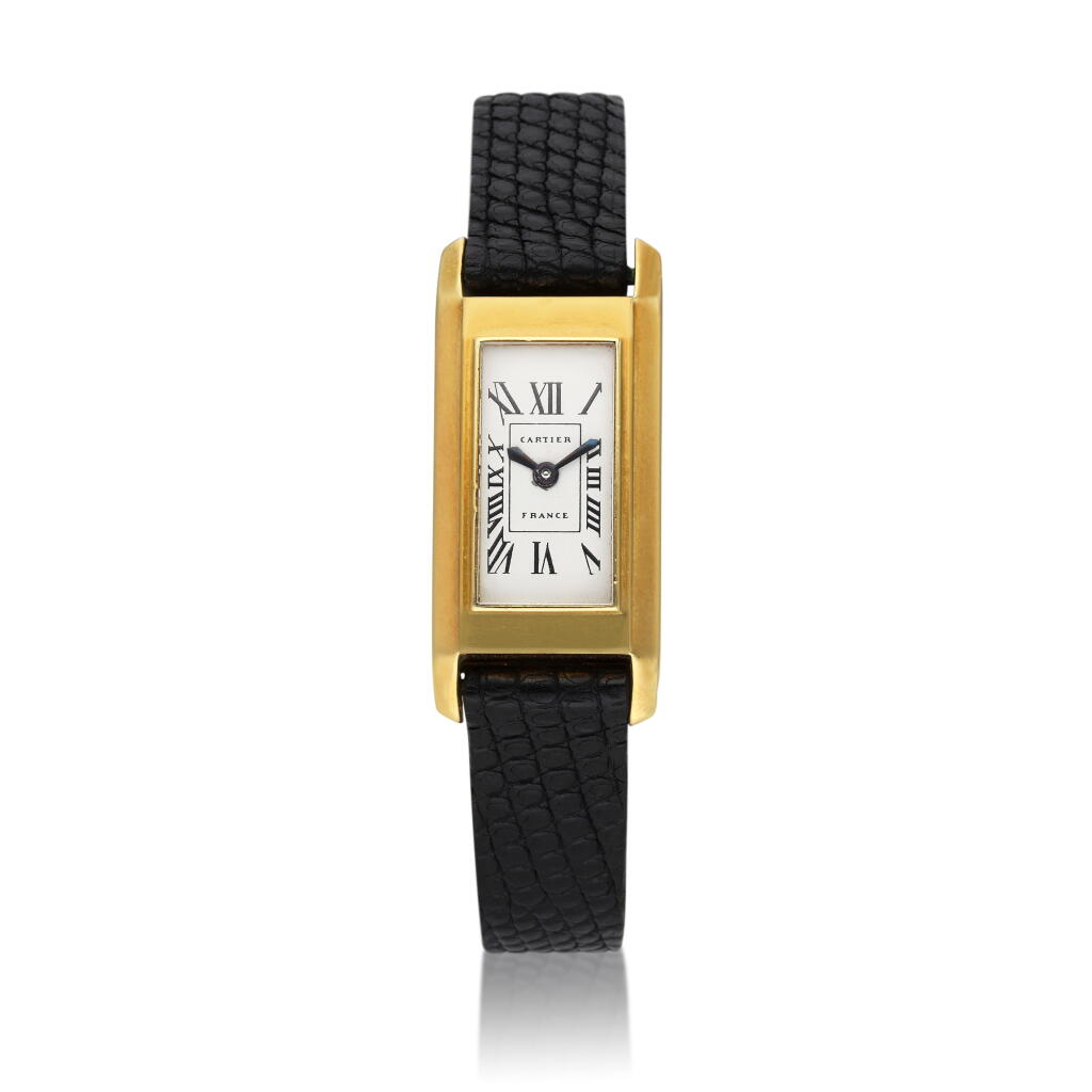 View full screen - View 1 of Lot 407. Duo-Plan | A yellow gold rectangular wristwatch, Circa 1929.