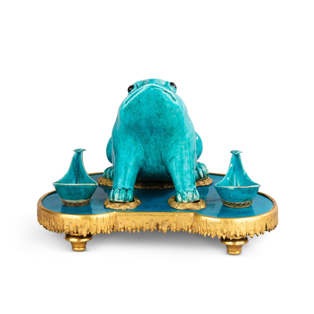View full screen - View 1 of Lot 717. A gilt-bronze mounted Chinese turquoise porcelain pot-pourri, the porcelain Qing dynasty, the mounts second half 19th century.