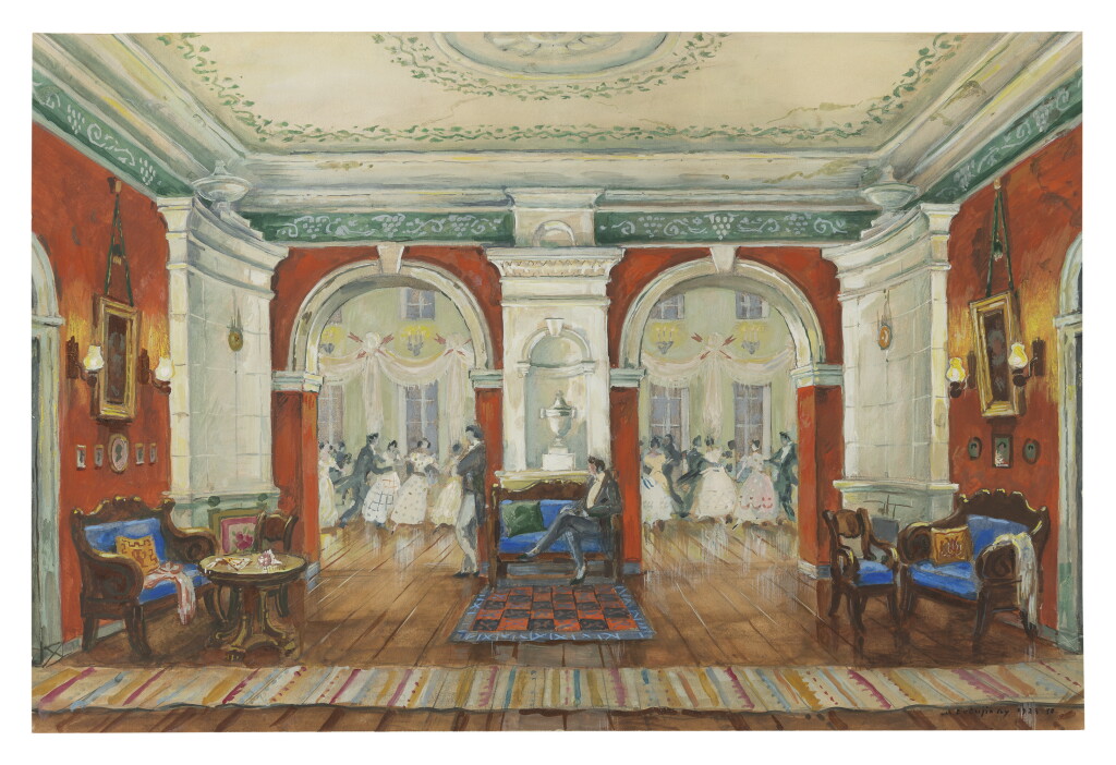 View full screen - View 1 of Lot 58. MSTISLAV DOBUZHINSKY | SET DESIGN FOR EUGENE ONEGIN.