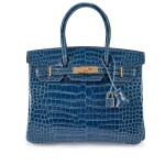 Bleu Roi Shiny Porosus Crocodile Birkin 30 Gold Hardware, 2003