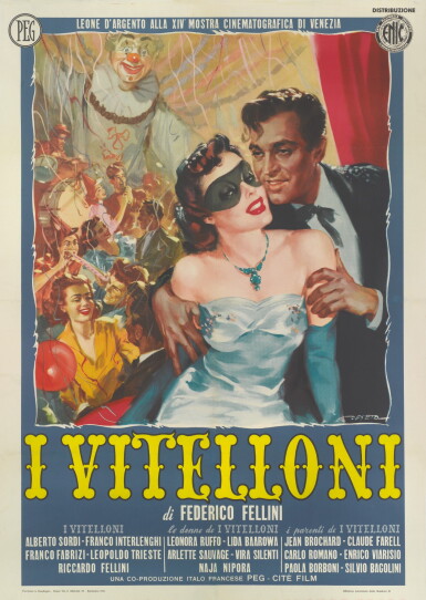 View full screen - View 1 of Lot 160. I VITELLONI (1953) POSTER, ITALIAN.