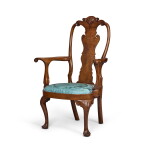 A Queen Anne Walnut Compass-Seat Open Armchair, Philadelphia, Pennsylvania, circa 1755