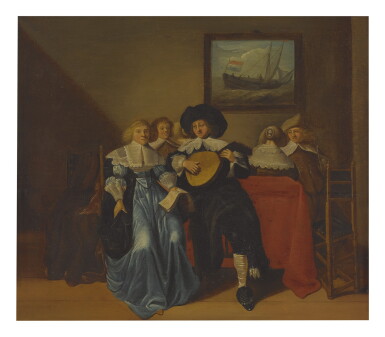 View full screen - View 1 of Lot 3. CIRCLE OF ANTHONIE PALAMEDESZ. | AN ELEGANT COMPANY MAKING MUSIC IN AN INTERIOR.