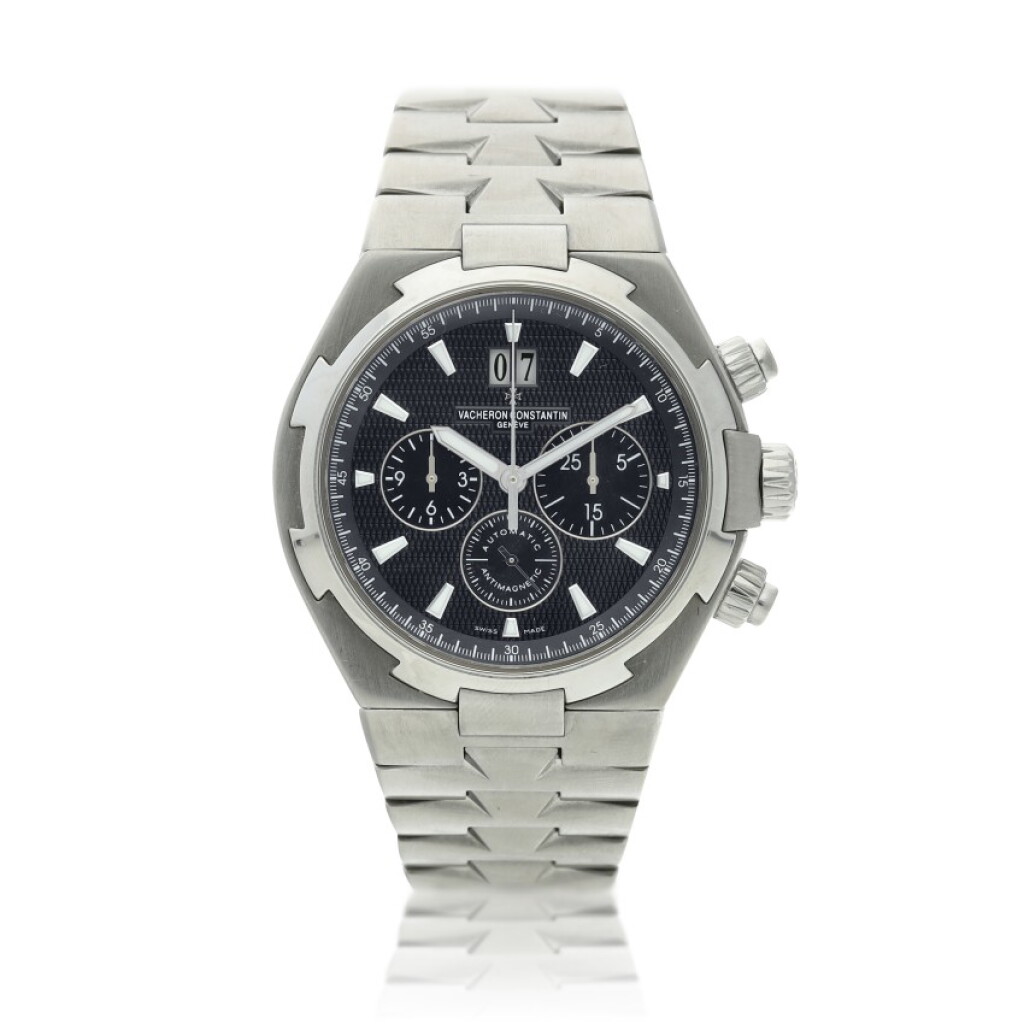 View full screen - View 1 of Lot 5. Reference 49150 Overseas A stainless steel automatic chronograph wristwatch with date and bracelet, Circa 2018.
