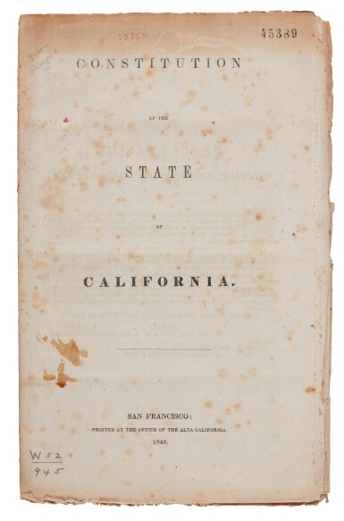 View full screen - View 1 of Lot 7. California | The first printing of the California Constitution .