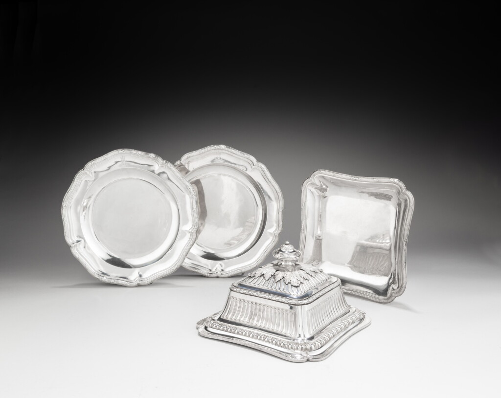 View full screen - View 1 of Lot 263. A Louis XVI entrée dish with cover and a pair of second course dishes from King George III’s Royal Hanover service, Robert-Joseph Auguste, Paris, 1783-1784.