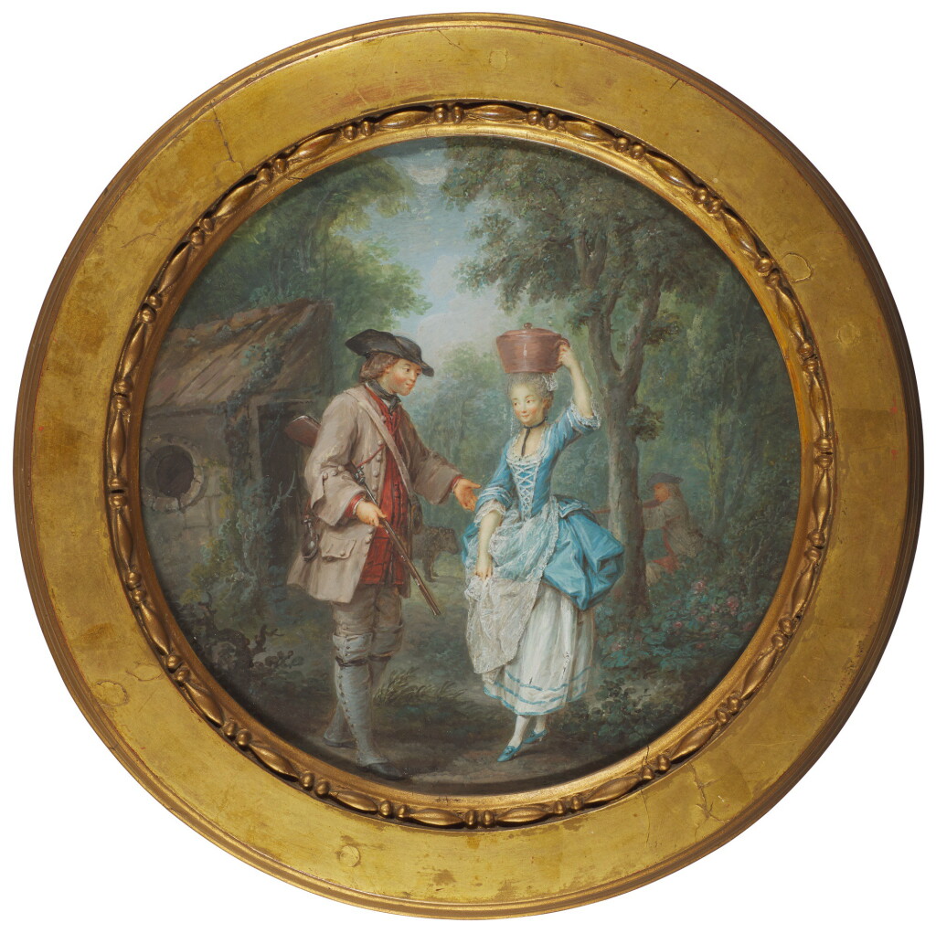 View full screen - View 1 of Lot 327. CIRCLE OF JACQUES CHARLIER | A HUNTSMAN AND A MILKMAID, CIRCA 1760.