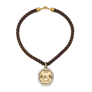 View full screen - View 1 of Lot 345. Citrine Pendant-Necklace, France.