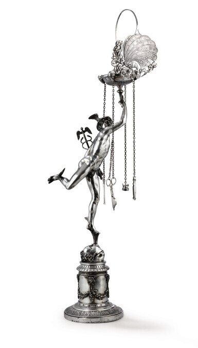 View full screen - View 1 of Lot 31. A SILVER LIBRARY LAMP, PIETRO PAOLO SPAGNA, ROME, CIRCA 1830 | LAMPE DE BIBLIOTHÈQUE EN ARGENT PAR PIETRO PAOLO SPAGNA, ROME, VERS 1830.