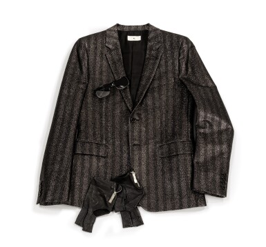 View full screen - View 1 of Lot 385. Black and Silver Wool Herringbone Jacket, crica 2000 | Veste à chevrons, circa 2000.