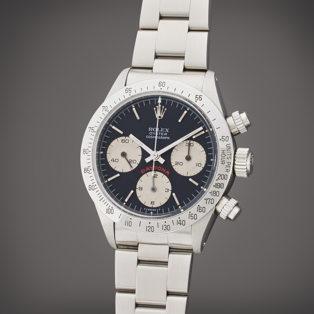 View full screen - View 1 of Lot 127. Reference 6265 'Big Red' Daytona | A stainless steel chronograph wristwatch, Circa 1978.
