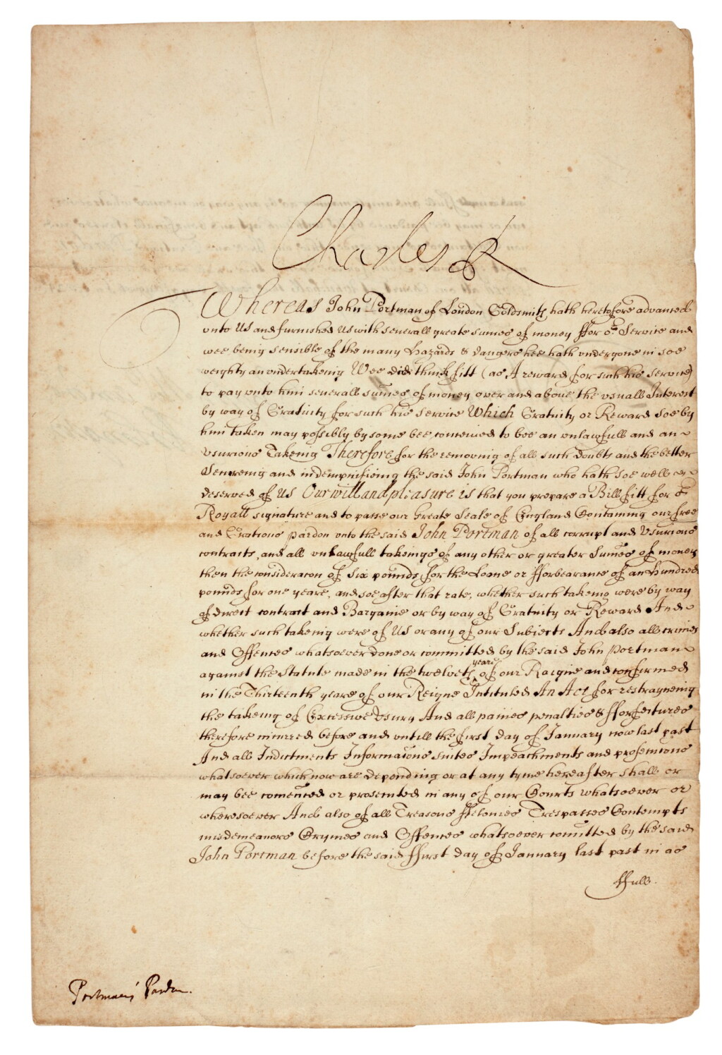 View full screen - View 1 of Lot 25. CHARLES II | document signed, 1672.