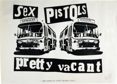 View full screen - View 1 of Lot 37. Jamie Reid | Pretty Vacant, promotional poster, 1 July 1977.