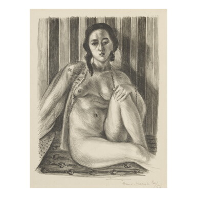 View full screen - View 1 of Lot 114. HENRI MATISSE | NU ASSIS À LA CHEMISE DE TULLE (D. 465).