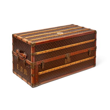 View full screen - View 1 of Lot 111. Ebene Monogram Coated Canvas Wardrobe Trunk Brass Hardware, 1930s.