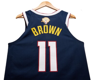 View full screen - View 1 of Lot 152. Bruce Brown Denver Nuggets 2023 NBA Finals Game Worn Icon Edition Jersey | Game 2.