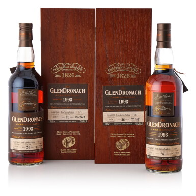 View full screen - View 1 of Lot 9250. Glendronach 26 Year Old Cask #5861 and #6573 Mixed Lot 1993 (2 BT70).