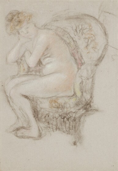 View full screen - View 1 of Lot 357. Nu blond dans un fauteuil crapaud.