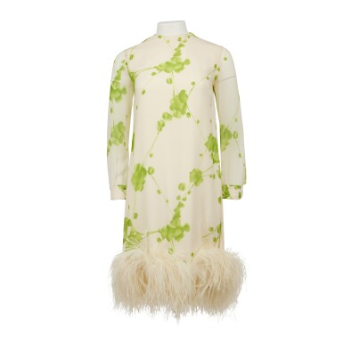 View full screen - View 1 of Lot 44. Demi-couture Printed Chiffon Dress, 1960s.