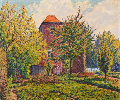 View full screen - View 1 of Lot 293. Femme et enfant dans un jardin.