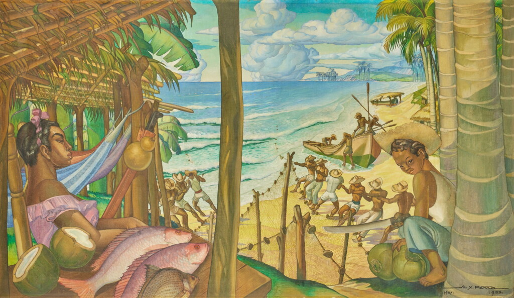 View full screen - View 1 of Lot 598. Pescadores en la playa.