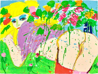 View full screen - View 1 of Lot 2009. Walasse Ting 丁雄泉 | Kiss me, Kiss me 吻我,吻我.