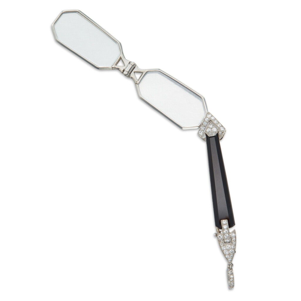 View full screen - View 1 of Lot 43. Onyx and Diamond Lorgnette.