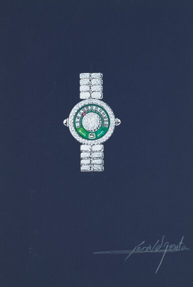 View full screen - View 1 of Lot 11. Design of a Gérald Genta bracelet watch with accompanying NFT Circa 1994.