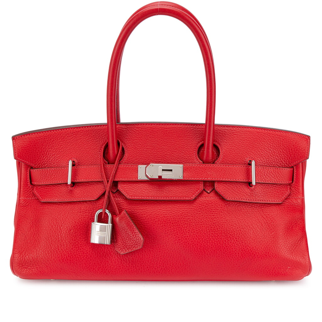 View full screen - View 1 of Lot 615. Rouge Garance Clémence JPG Shoulder Birkin 42 Palladium Hardware, 2005.