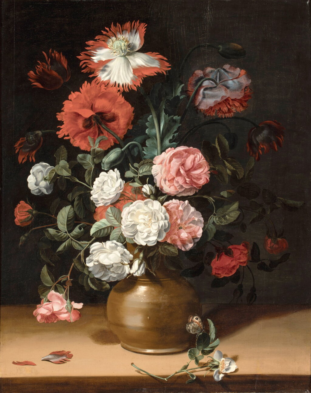 View full screen - View 1 of Lot 123. Still Life with flowers and butterflies | Nature morte aux fleurs et aux papillons.