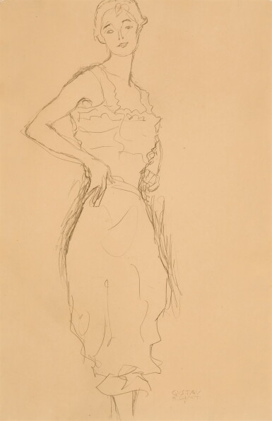 View full screen - View 1 of Lot 215. Stehende junge Frau (Studie im Zusammenhang mit der "Die Tänzerin") (Standing Young Woman (Study related to "The Dancer")).