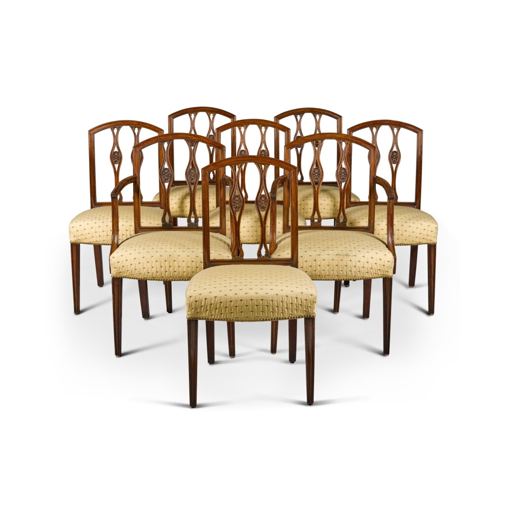 View full screen - View 1 of Lot 136. A set of eight George III mahogany chairs, circa 1780.