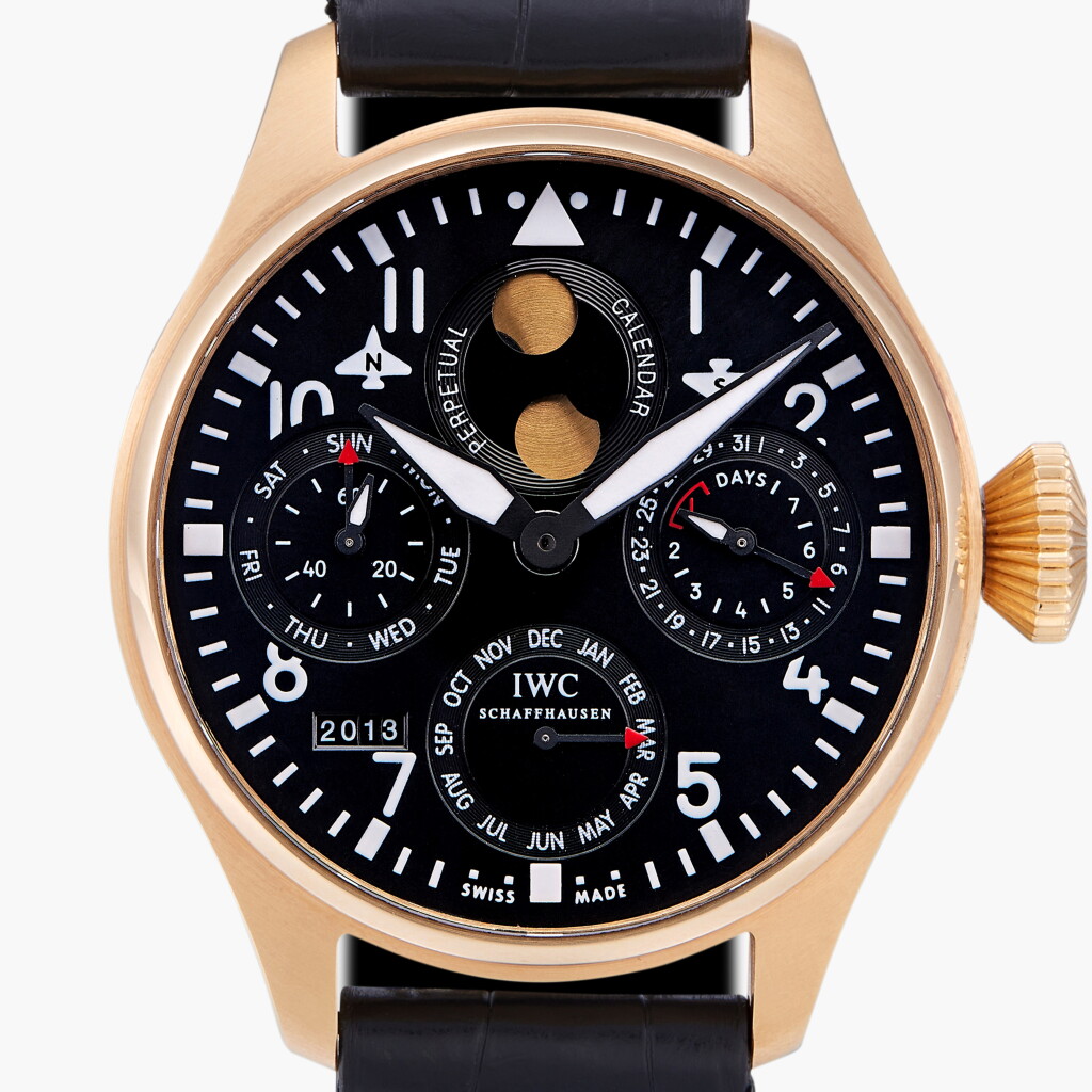 View full screen - View 1 of Lot 267. Big Pilot Perpetual Calendar, Reference 5026 | A limited edition pink gold perpetual calendar wristwatch with moon phases, power reserve and year indication | Circa 2006.