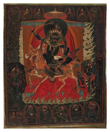 View full screen - View 1 of Lot 109. A thangka of Shri Devi, Western Tibet or Western Himalayas, 16th century | 藏西或西喜馬拉雅 十六世紀 吉祥天母唐卡 .