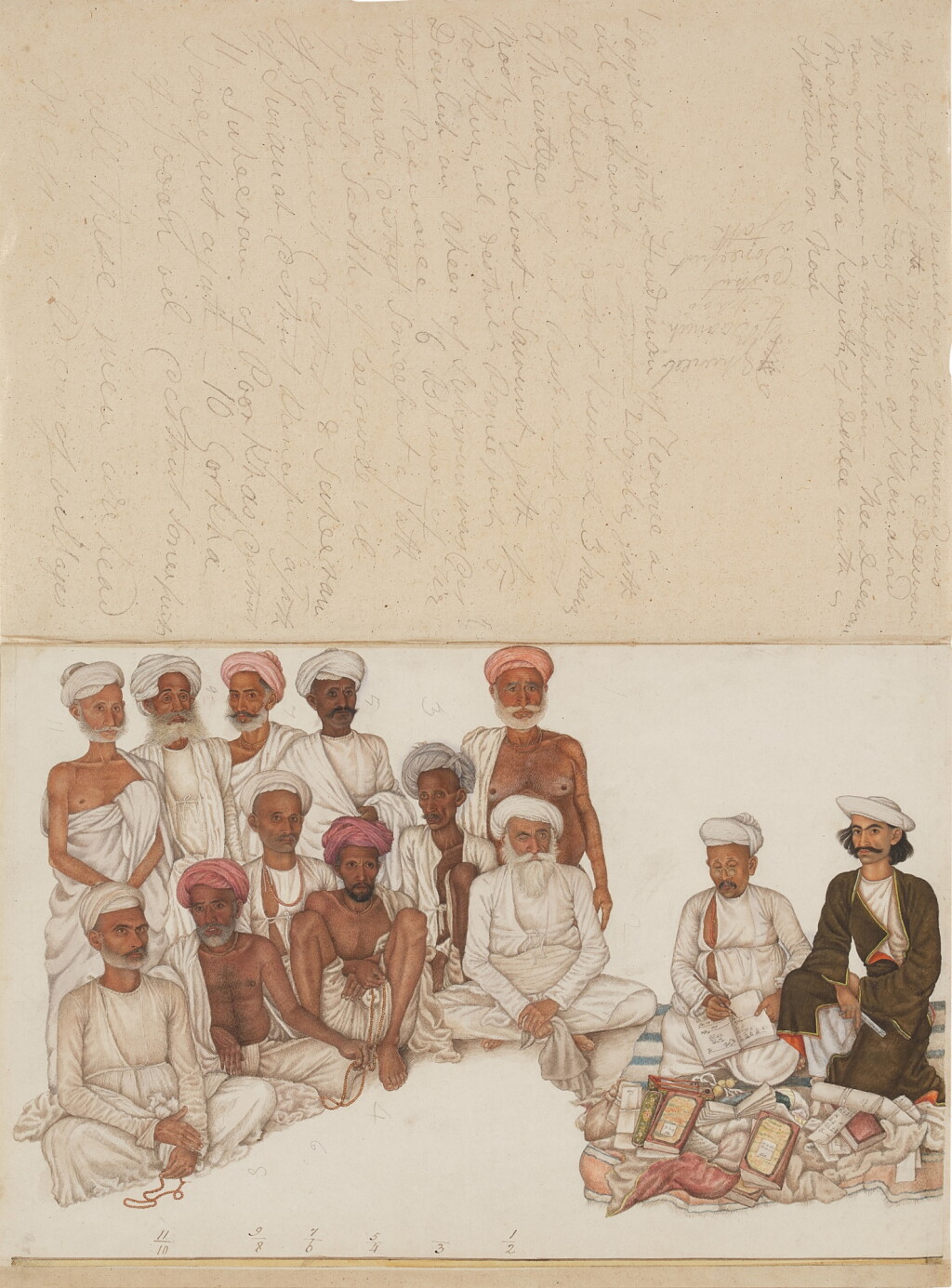 View full screen - View 1 of Lot 63. William Fraser’s Assembly of Village Elders with his Munshi and Diwan, by a Master Artist working for William Fraser, from The Fraser Album, India, Delhi or Haryana, circa 1816.