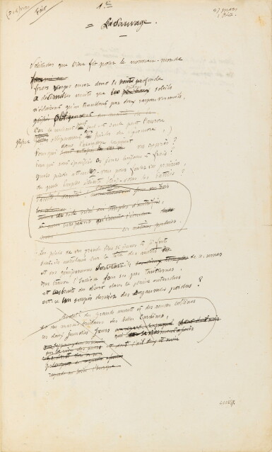 View full screen - View 1 of Lot 107. VIGNY. La Sauvage. Manuscrit autographe. 21-28 mars 1842. .